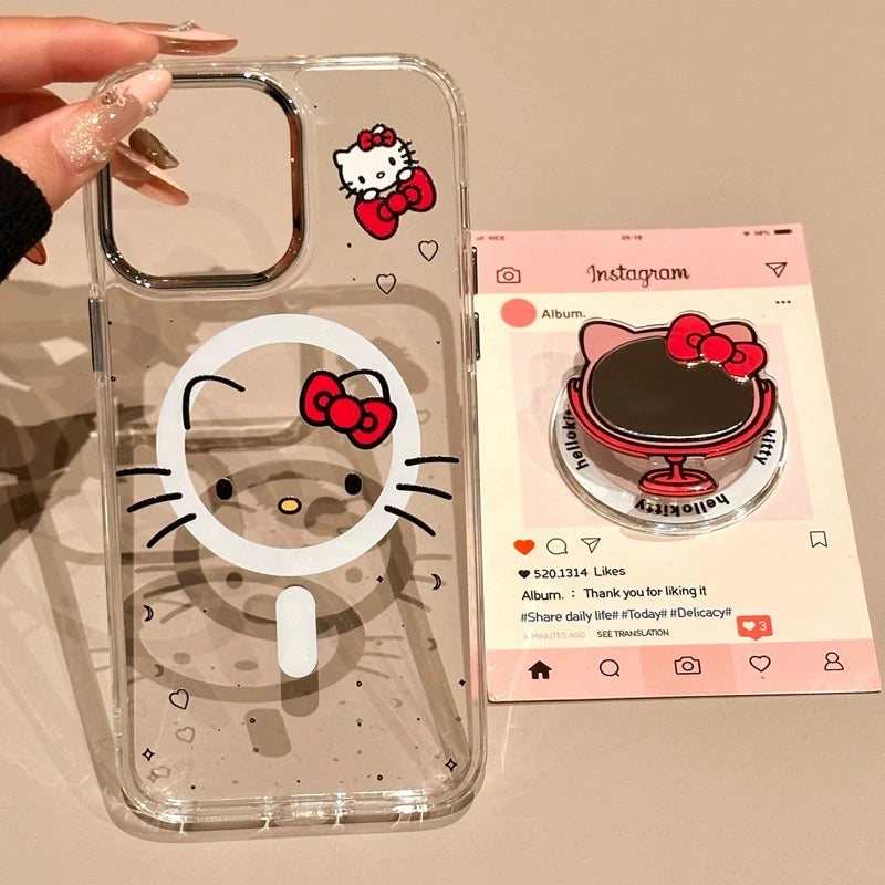 Étui de téléphone magnétique miroir Kitty