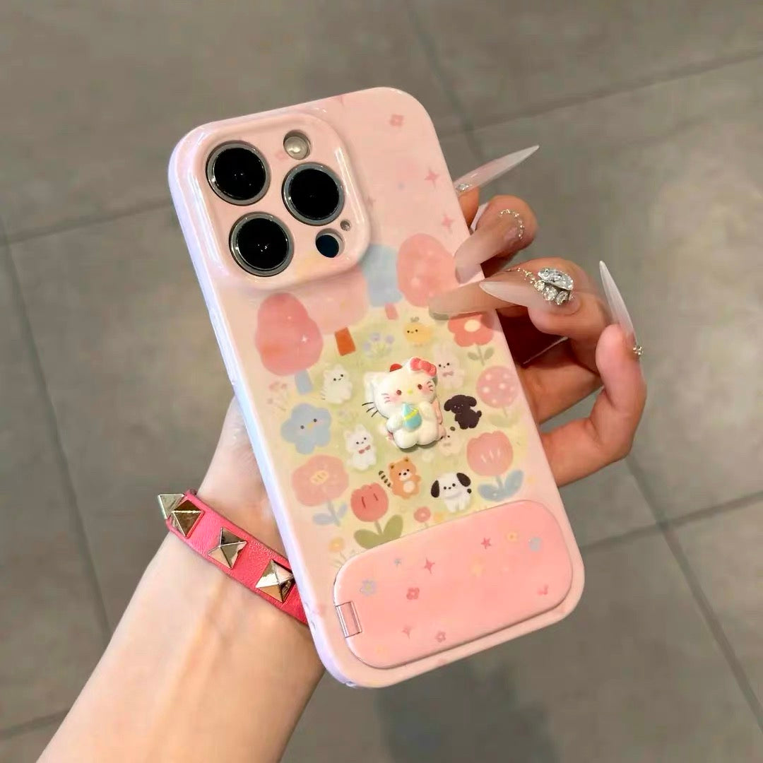 3D Kitty & Cute Pet Portable Mirror Phone Case