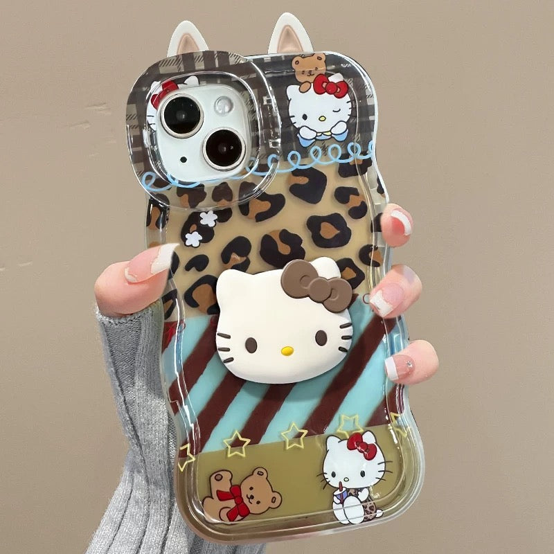 고양이 모양 휴대폰 케이스 (투명 이중 스탠드)