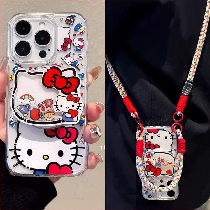 Capa para telemóvel Samsung Galaxy Hello Kitty com suporte e cordão