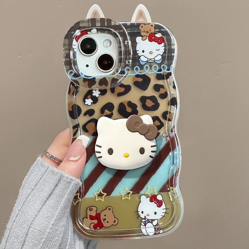 고양이 모양 휴대폰 케이스 (투명 이중 스탠드)