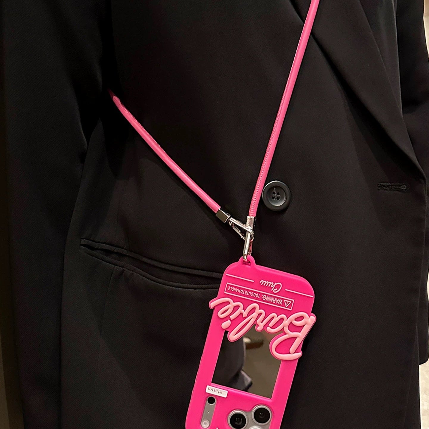 Sweet & Cool Barbie-Style Mirror Phone Case with Bow Accent