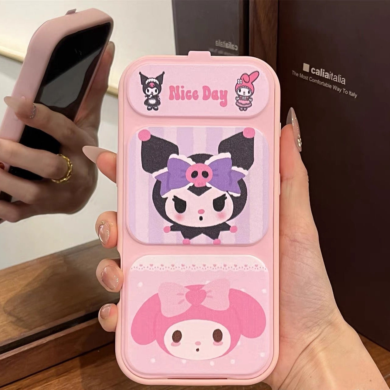 Kuromi My Melody Scarf Rabbit Flip Phone Case
