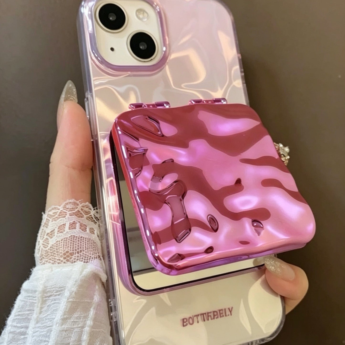 Flip Phone Case with Makeup Mirror
