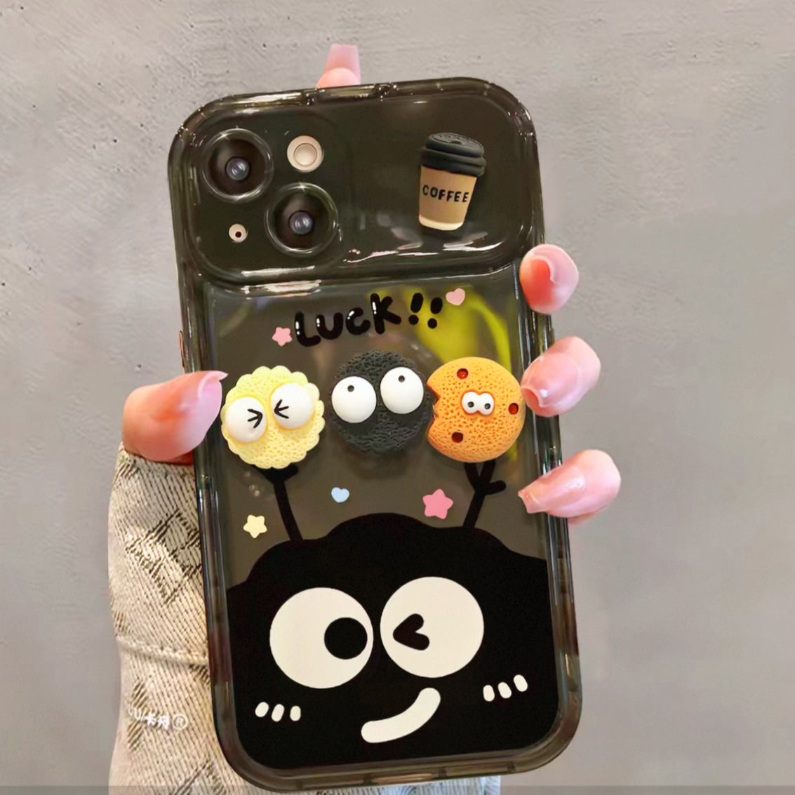 Étui à rabat pour téléphone portable « Briquettes et Café » avec miroir et support