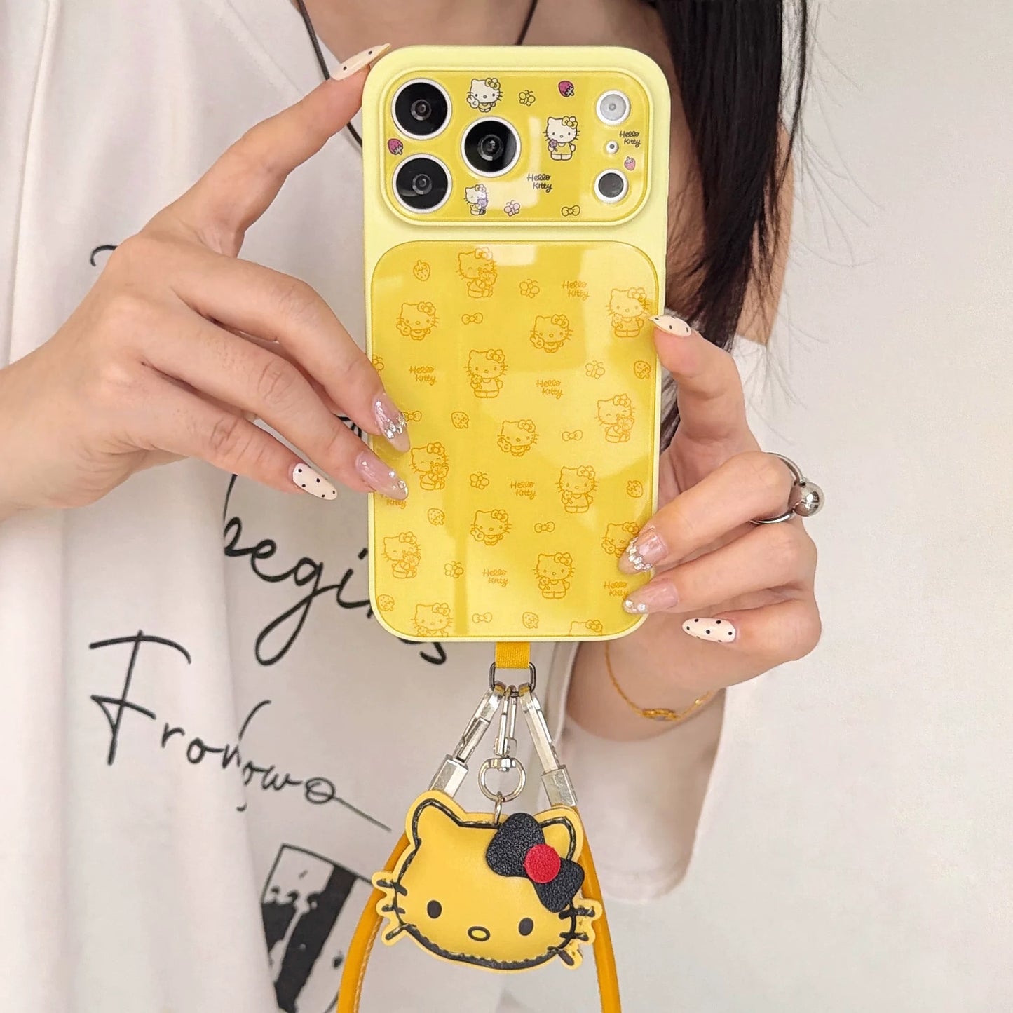 Line-Art Hello Kitty Phone Case with Short Lanyard
