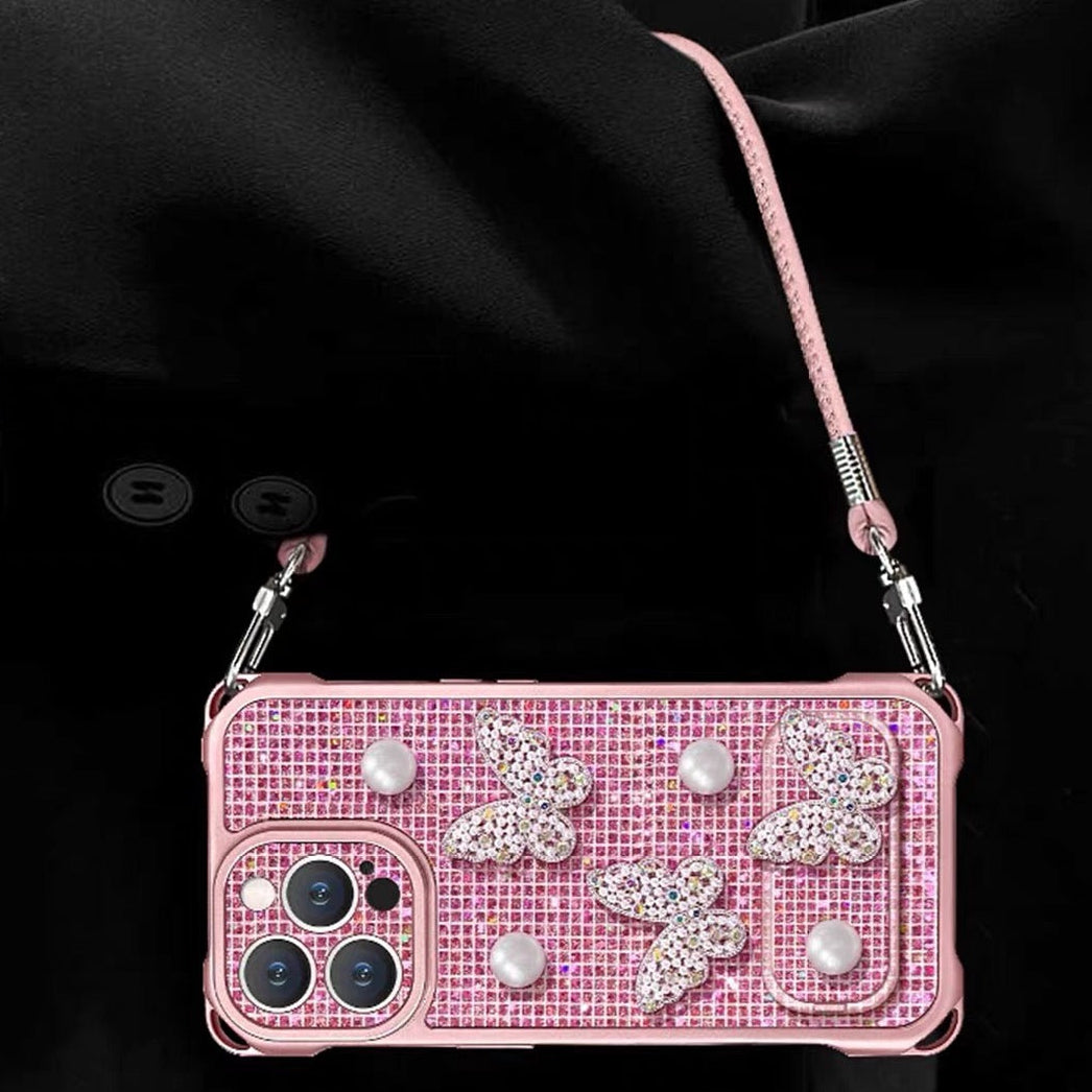 Sparkling Butterfly Portable Mirror Phone Case