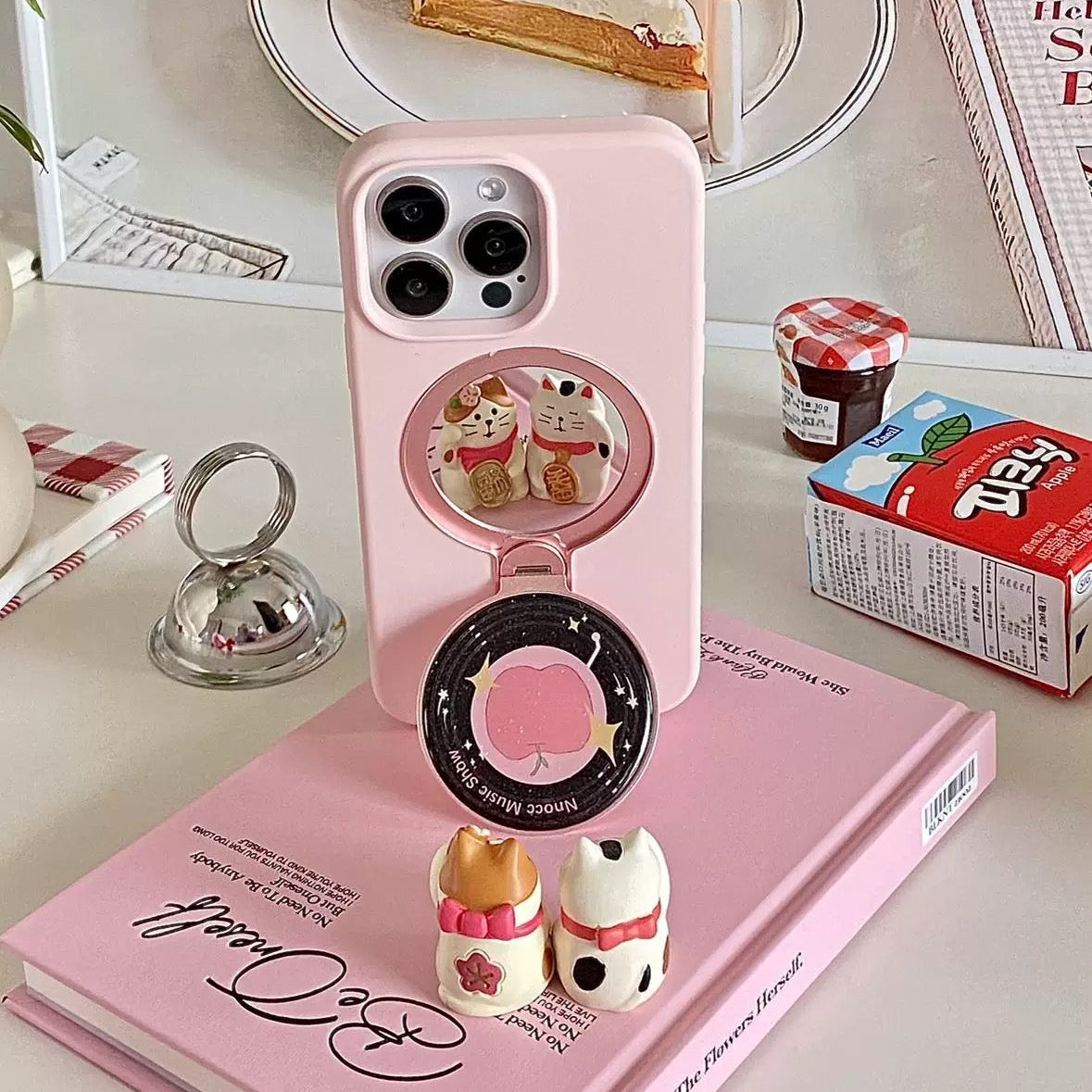 Creative Phone Case with Built-in Makeup Mirror and Stand