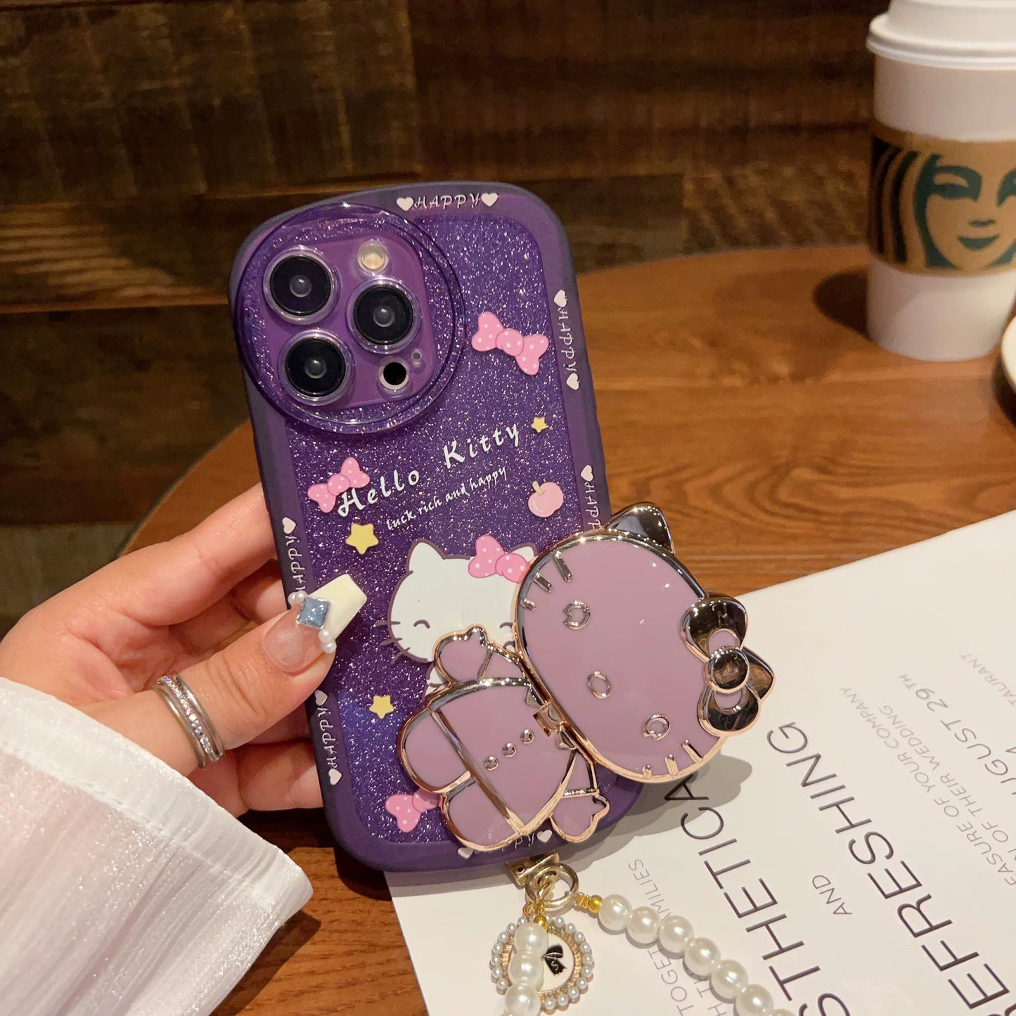 Hello Kitty Mirror-Stand Bracelet Phone Case