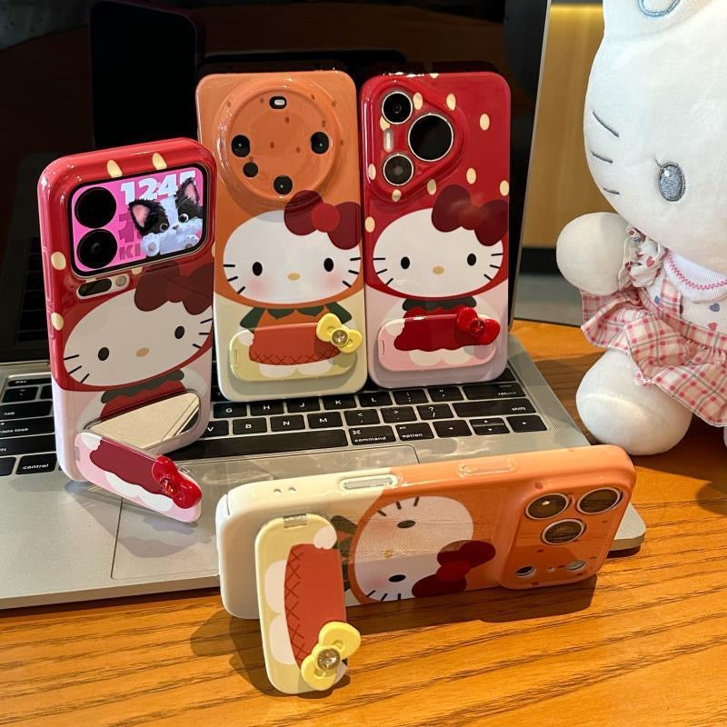 Coque de téléphone miroir chaton nœud papillon 3D