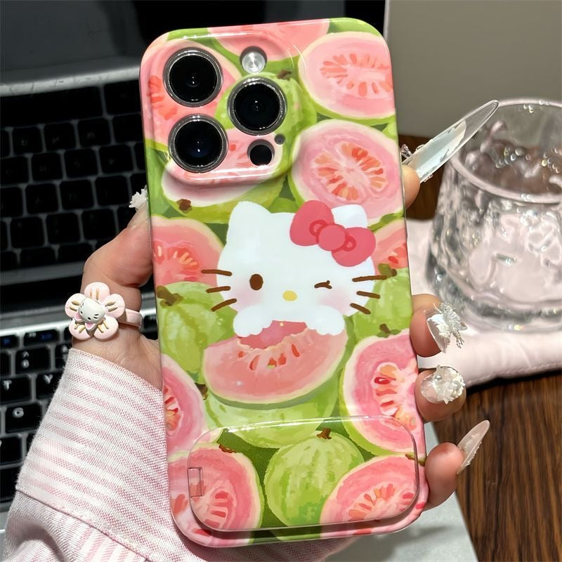 Android Red Apple Guava Cat Mirror Stand Phone Case