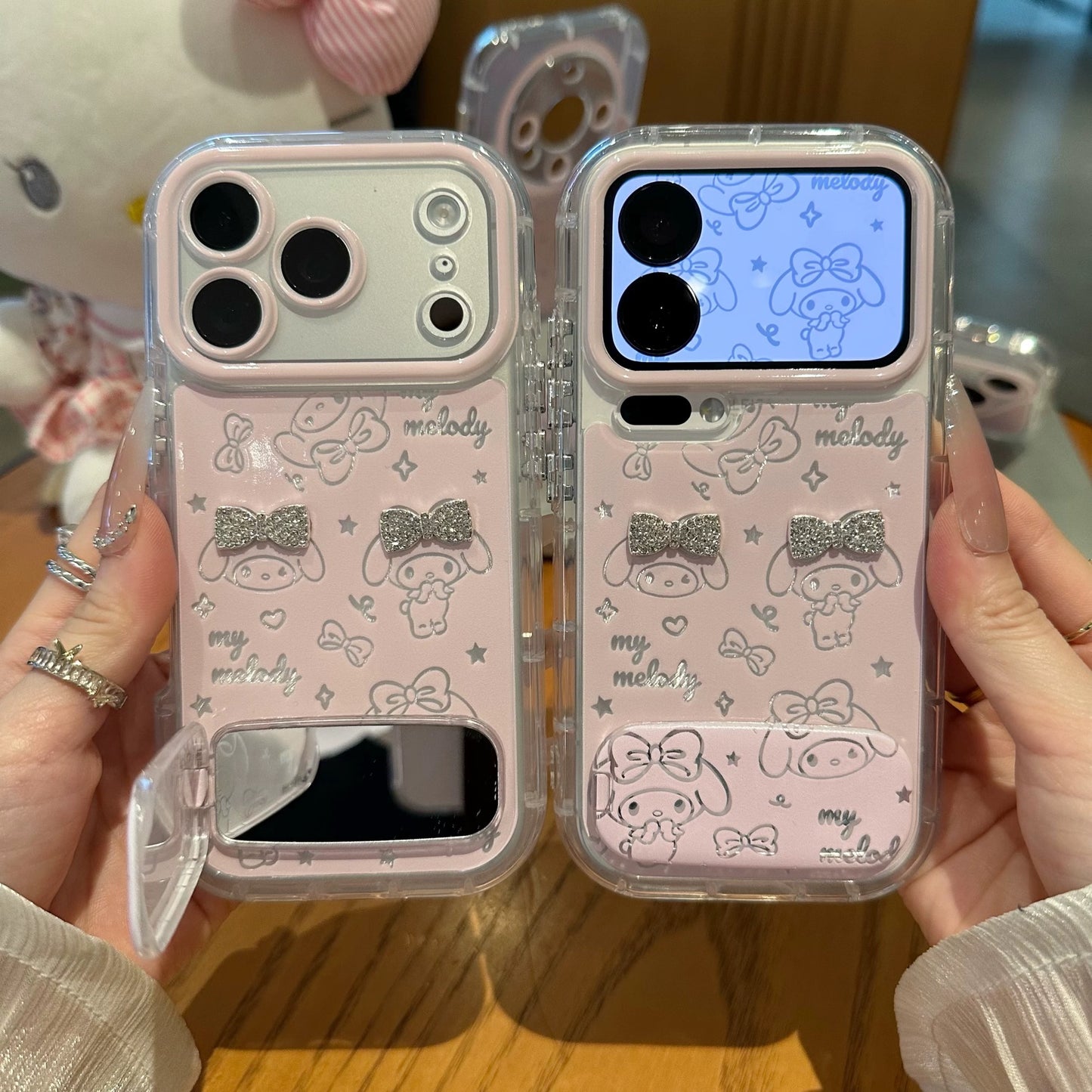 Pink My Melody Portable Mirror Phone Case
