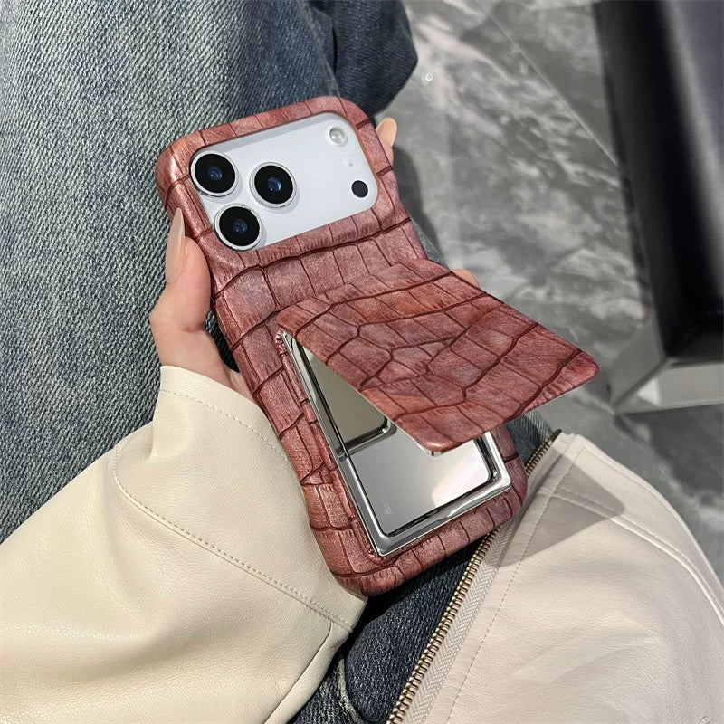 Phone Case with Built-in Invisible Folding Mirror Stand