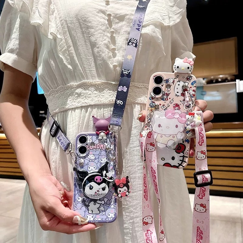 Samsung Hello Kitty & Kuromi Mirror Bracelet Phone Case