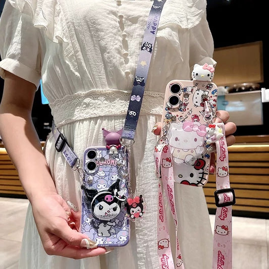 Samsung Hello Kitty & Kuromi Mirror Bracelet Phone Case