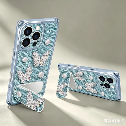 Sparkling Butterfly Portable Mirror Phone Case